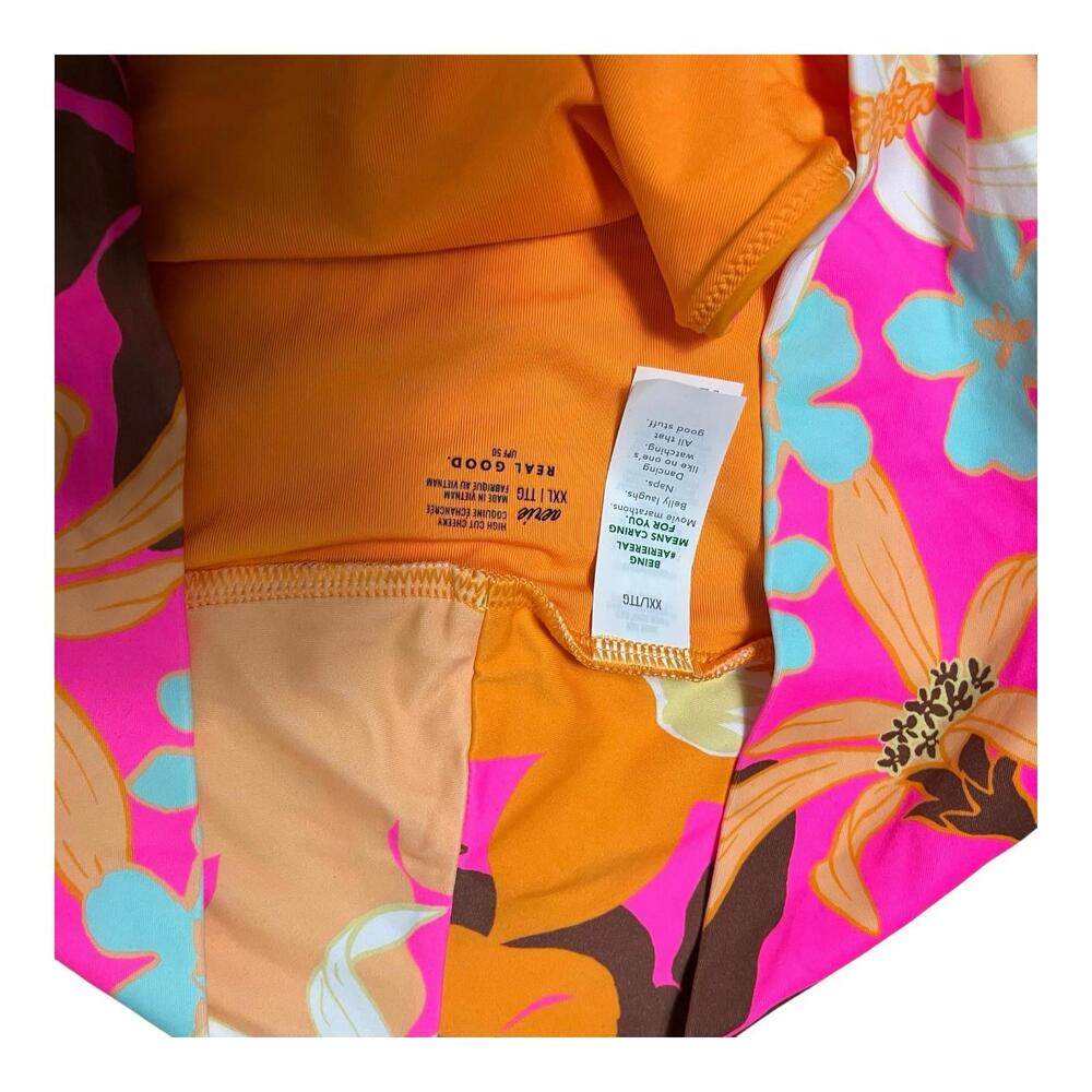 Aerie Swim Bottom Womens Pink Floral Banded High Cut Cheeky Bikini Tropical XXL - Picture 5 of 10